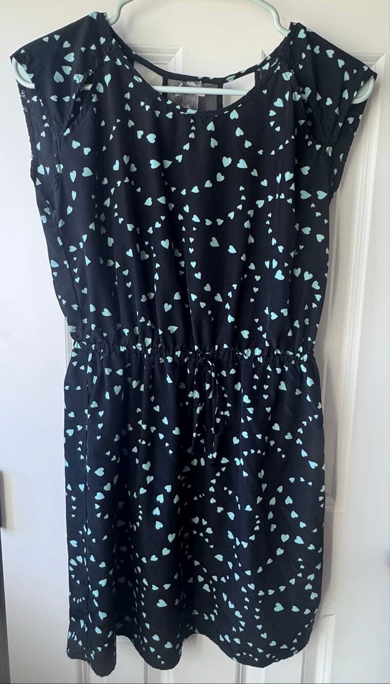 Vanity Black Mint Heart Print Cutout Back Dress Size Small